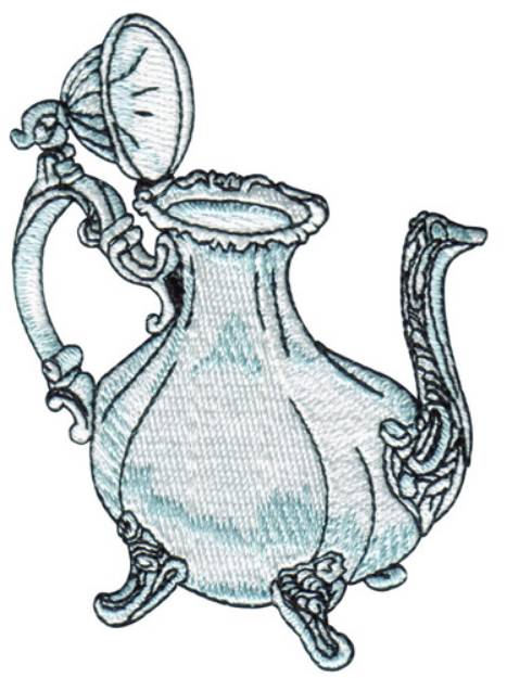Picture of Silver Tea Pot Machine Embroidery Design