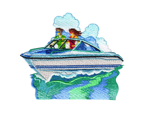 Speed Boat Machine Embroidery Design