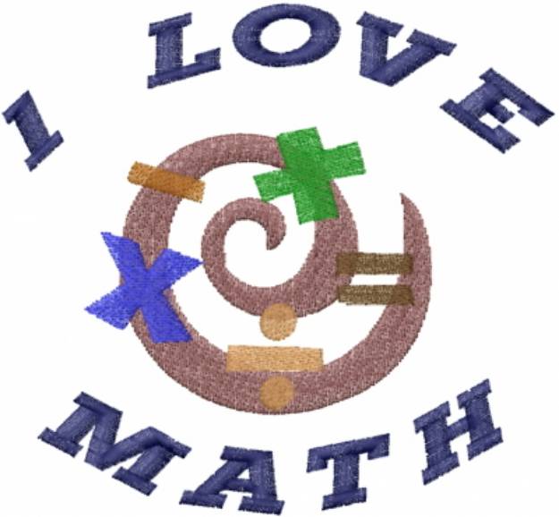 Picture of I Love Math Machine Embroidery Design