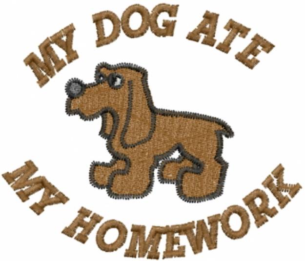 Picture of My Dog Ate My Homework Machine Embroidery Design