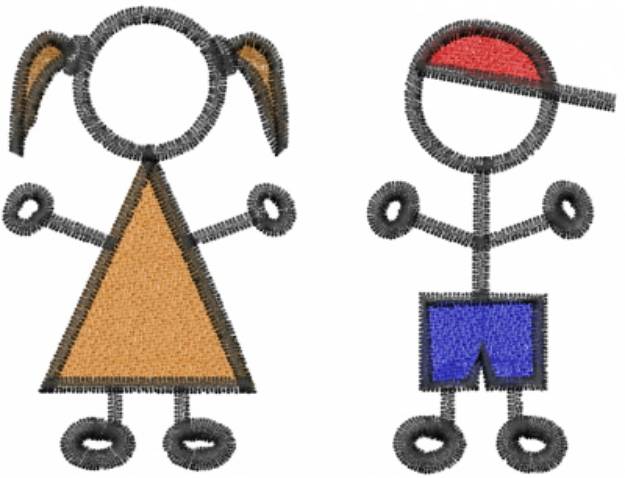 Picture of Stick Boy and Girl Machine Embroidery Design
