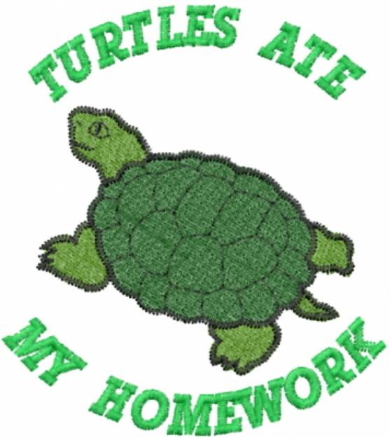 Picture of Turtles Ate My Homework Machine Embroidery Design