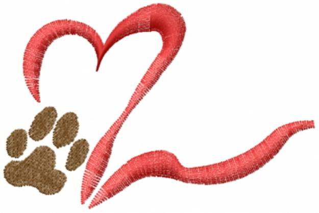 Picture of Pawprint and Heart Machine Embroidery Design