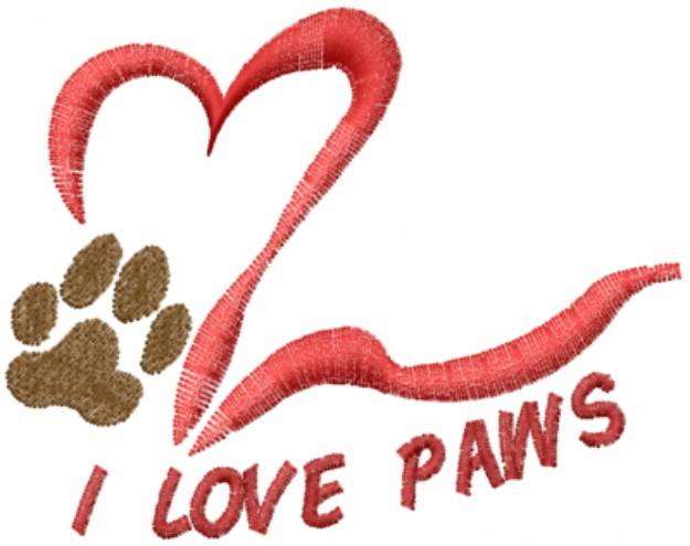 Picture of I LOVE PAWS Machine Embroidery Design