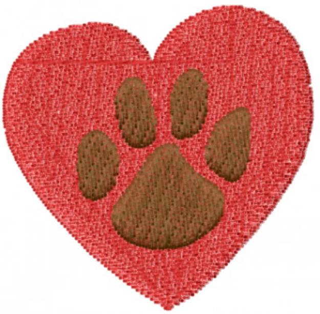 Picture of Dog Paw Heart Machine Embroidery Design