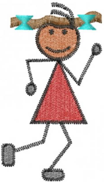Picture of Girl Stick Figure Machine Embroidery Design