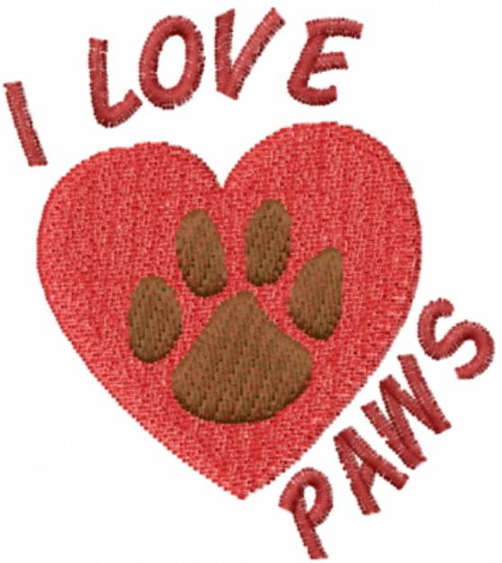 Picture of I Love Paws Machine Embroidery Design