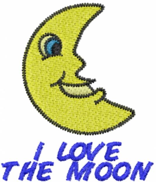 Picture of I Love The Moon Machine Embroidery Design
