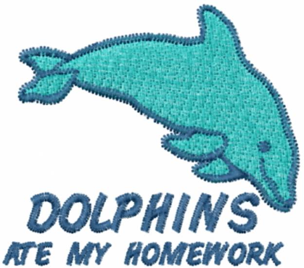 Picture of DOLPHINS ATE MY HOMEWORK Machine Embroidery Design