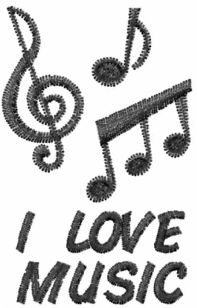 Picture of I LOVE MUSIC Machine Embroidery Design