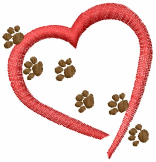 Picture of Heart and Pawprints Machine Embroidery Design