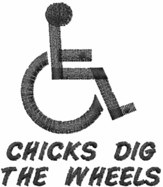 Picture of CHICKS DIG THE WHEELS Machine Embroidery Design