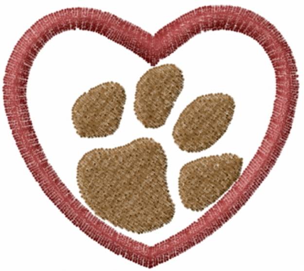 Picture of Heart With Paw Machine Embroidery Design