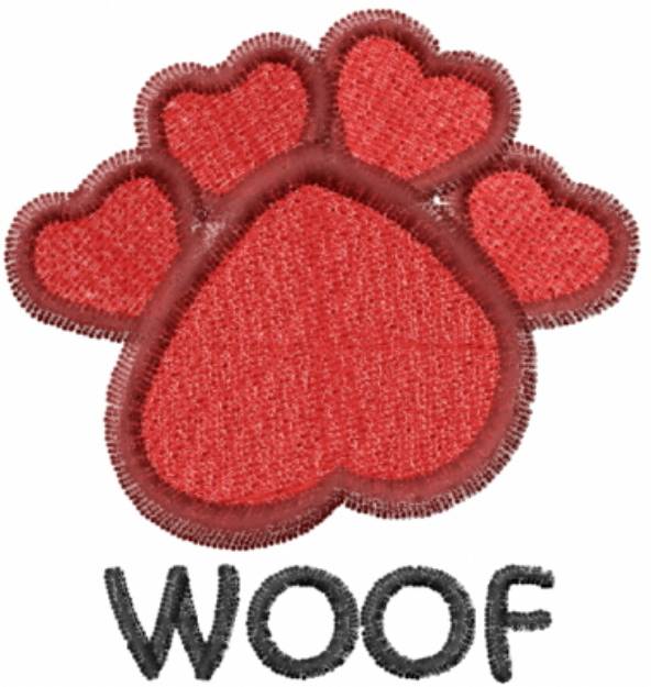 Picture of Woof Dog Paw Machine Embroidery Design