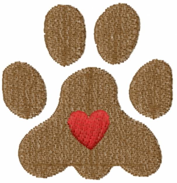 Picture of Paw With Heart Machine Embroidery Design