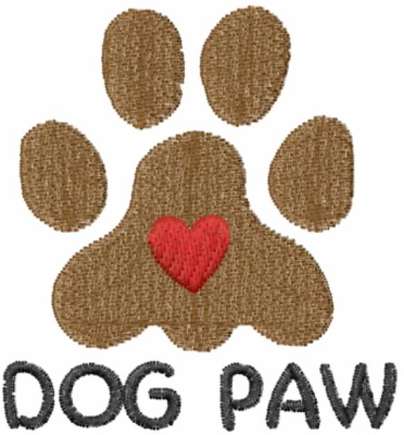 Picture of Dog Paw Heart Machine Embroidery Design