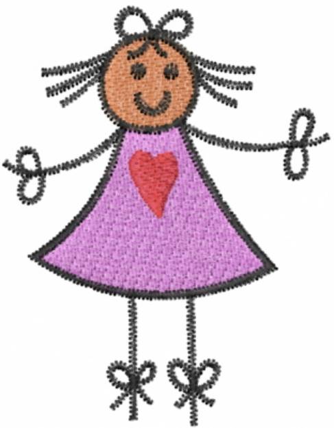 Picture of Smiling Stick Girl Machine Embroidery Design