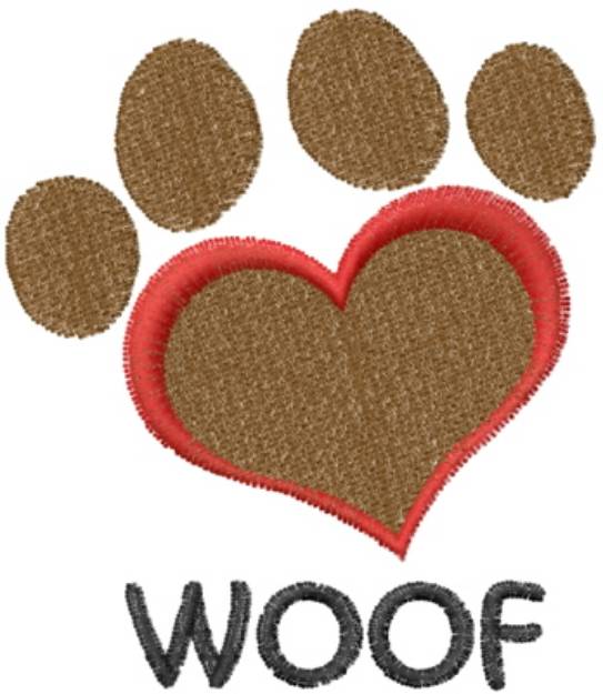 Picture of Woof Pawprint Machine Embroidery Design
