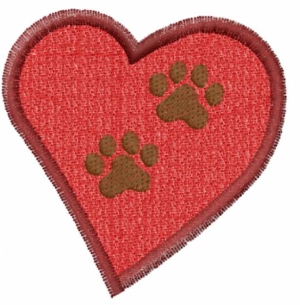Picture of Paw and Heart Machine Embroidery Design