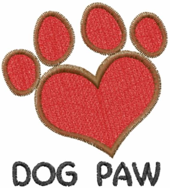 Picture of Heart Dog Paw Machine Embroidery Design