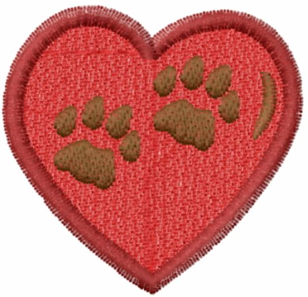 Picture of Paws Inside a Heart Machine Embroidery Design