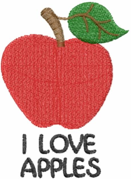 Picture of I Love Red Apples Machine Embroidery Design