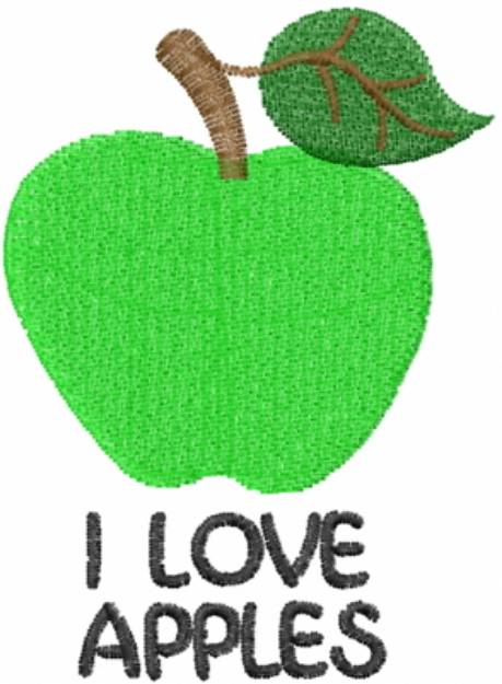 Picture of I Love Green Apples Machine Embroidery Design