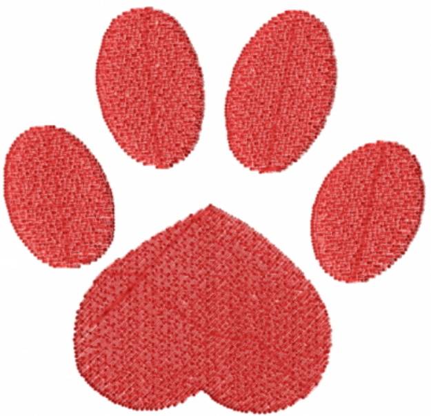 Picture of Red Paw Heart Machine Embroidery Design