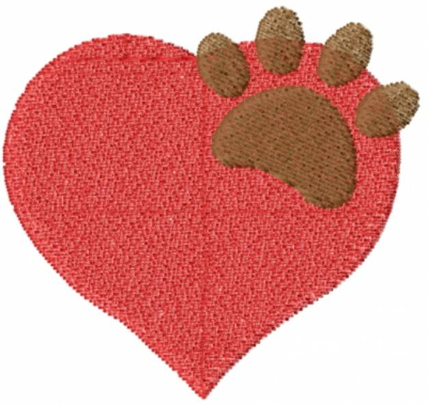 Picture of Heart and Pawprint Machine Embroidery Design