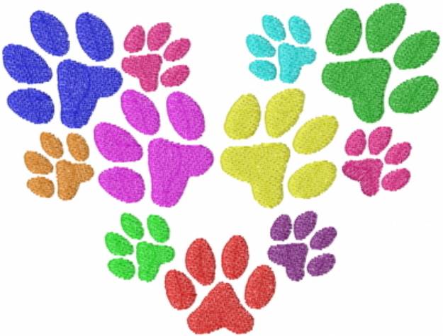 Picture of Paw Big Heart Machine Embroidery Design