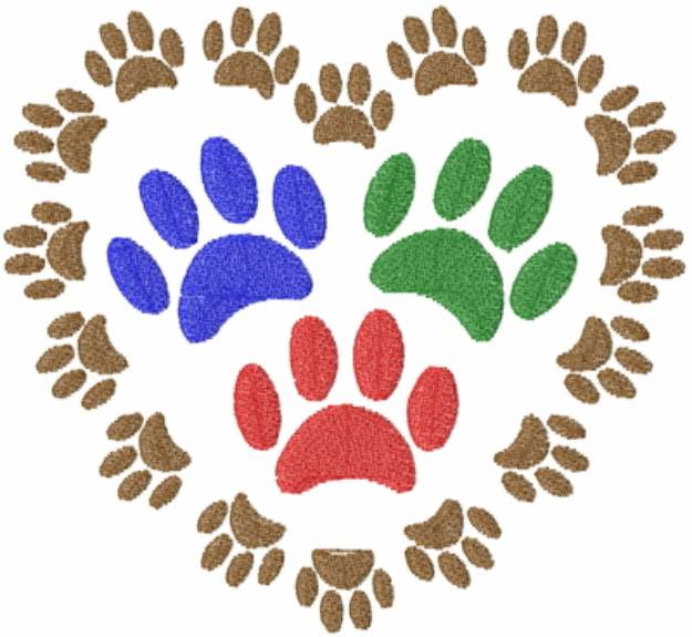 Picture of Paw Big Heart Machine Embroidery Design