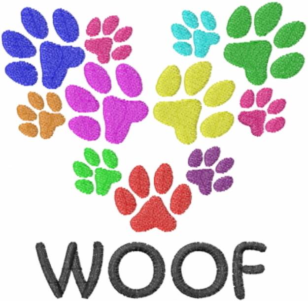 Picture of Paw Big Heart Woof Machine Embroidery Design