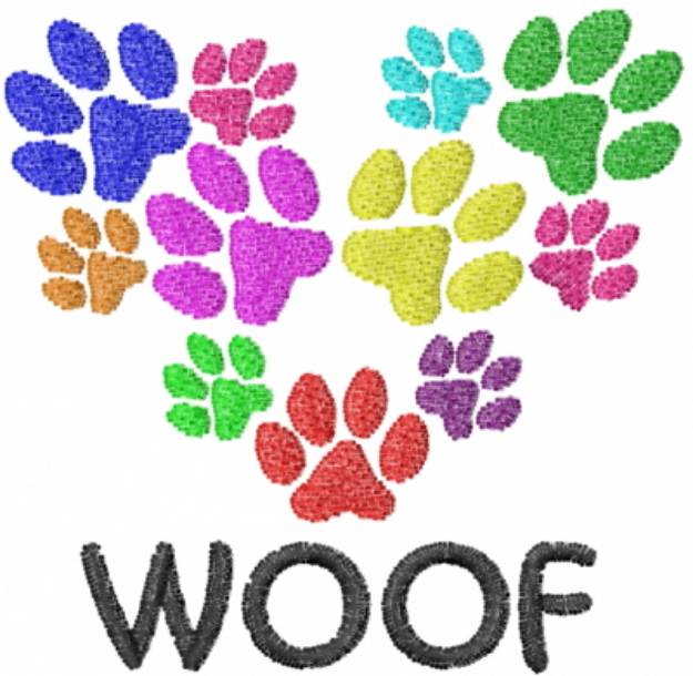 Picture of Paw Big Heart Woof Machine Embroidery Design