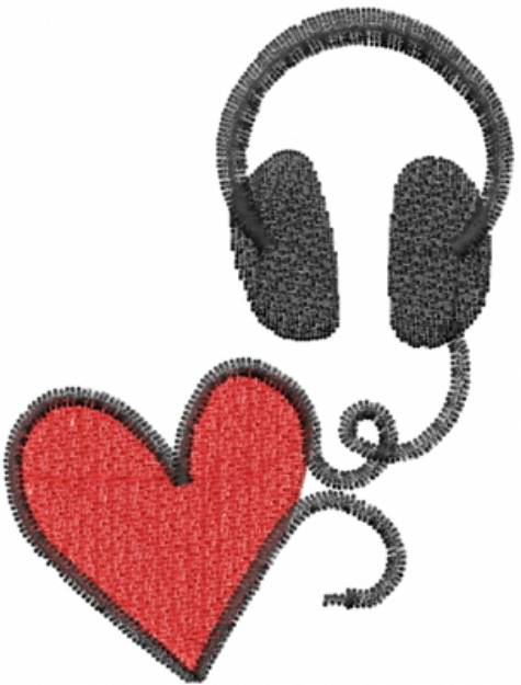Picture of Love Headphones Machine Embroidery Design