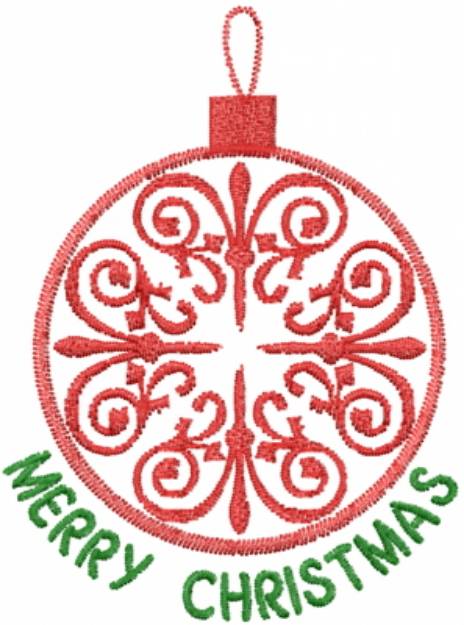 Picture of Red Christmas Ornament Machine Embroidery Design