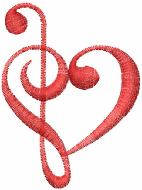Picture of Music Heart Red Machine Embroidery Design