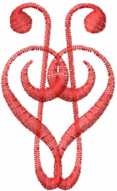 Picture of Red Music Heart Machine Embroidery Design