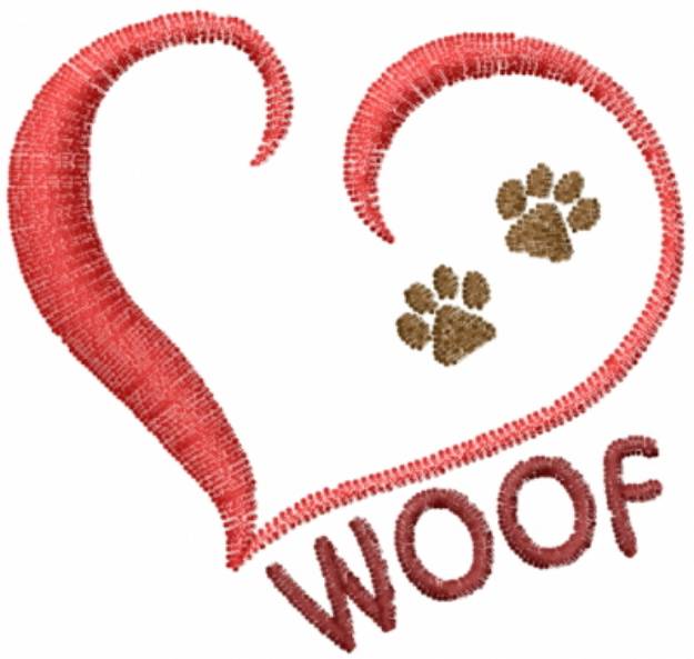 Picture of Paw Heart Woof Machine Embroidery Design