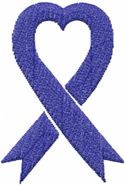 Picture of Blue Heart Ribbon Machine Embroidery Design
