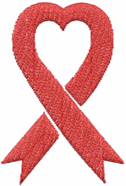 Picture of Red Heart Ribbon Machine Embroidery Design
