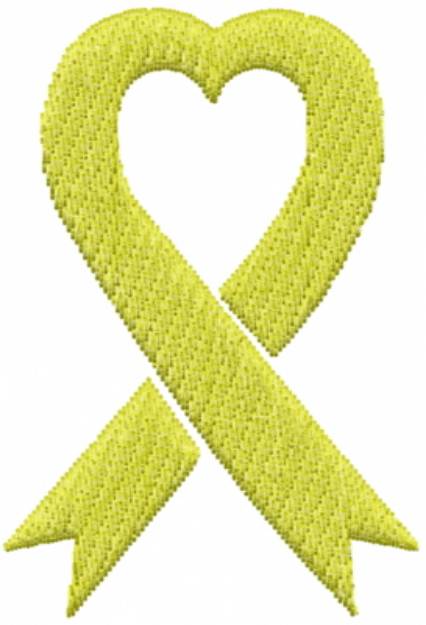 Picture of Yellow Heart Ribbon Machine Embroidery Design