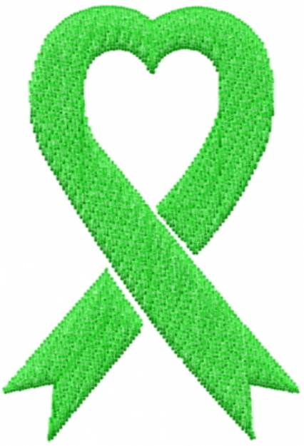 Picture of Green Heart Ribbon Machine Embroidery Design