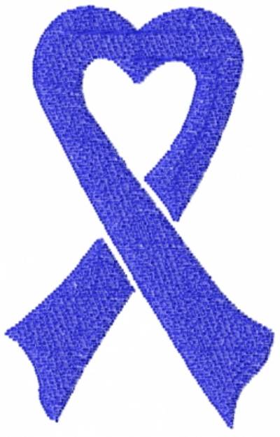 Picture of Heart Ribbon Blue Machine Embroidery Design