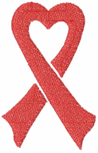 Picture of Heart Ribbon Red Machine Embroidery Design