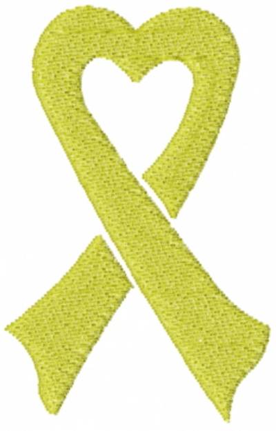 Picture of Heart Ribbon Yellow Machine Embroidery Design