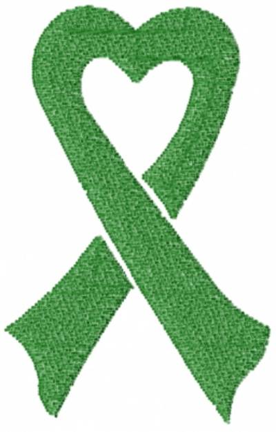 Picture of Heart Ribbon Green Machine Embroidery Design
