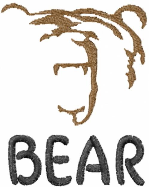 Picture of Bear Stencil Brown Head Machine Embroidery Design