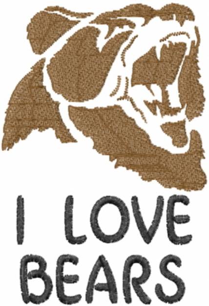 Picture of Love Bears Brown Head Machine Embroidery Design