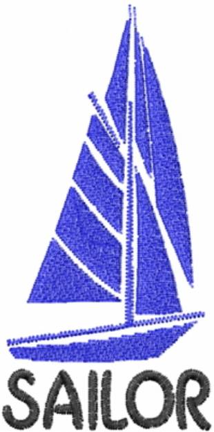 Picture of Blue Boat Stencil Machine Embroidery Design