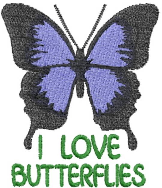 Picture of Blue Love Butterflies Machine Embroidery Design